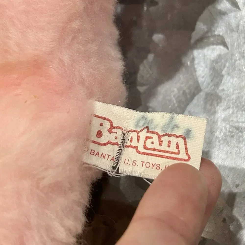 Vintage Bantam Rubber Face Snow Bunny Rabbit Baby Doll Stuffed Animal Pink Plush